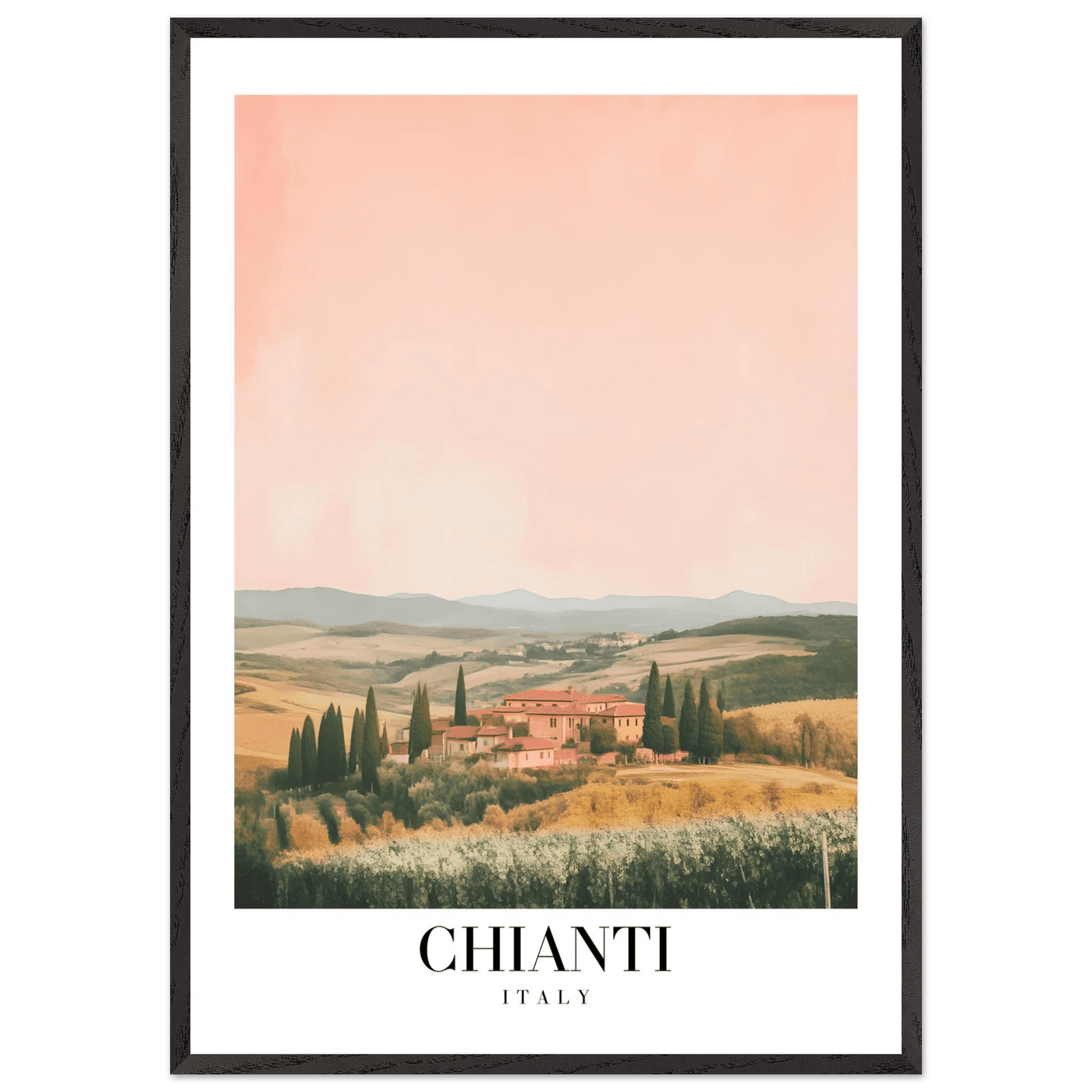Chianti, Italy Framed Poster – Vintage Tuscan Countryside Wall Art with Customizable Wooden Frame - Vibrantwalls