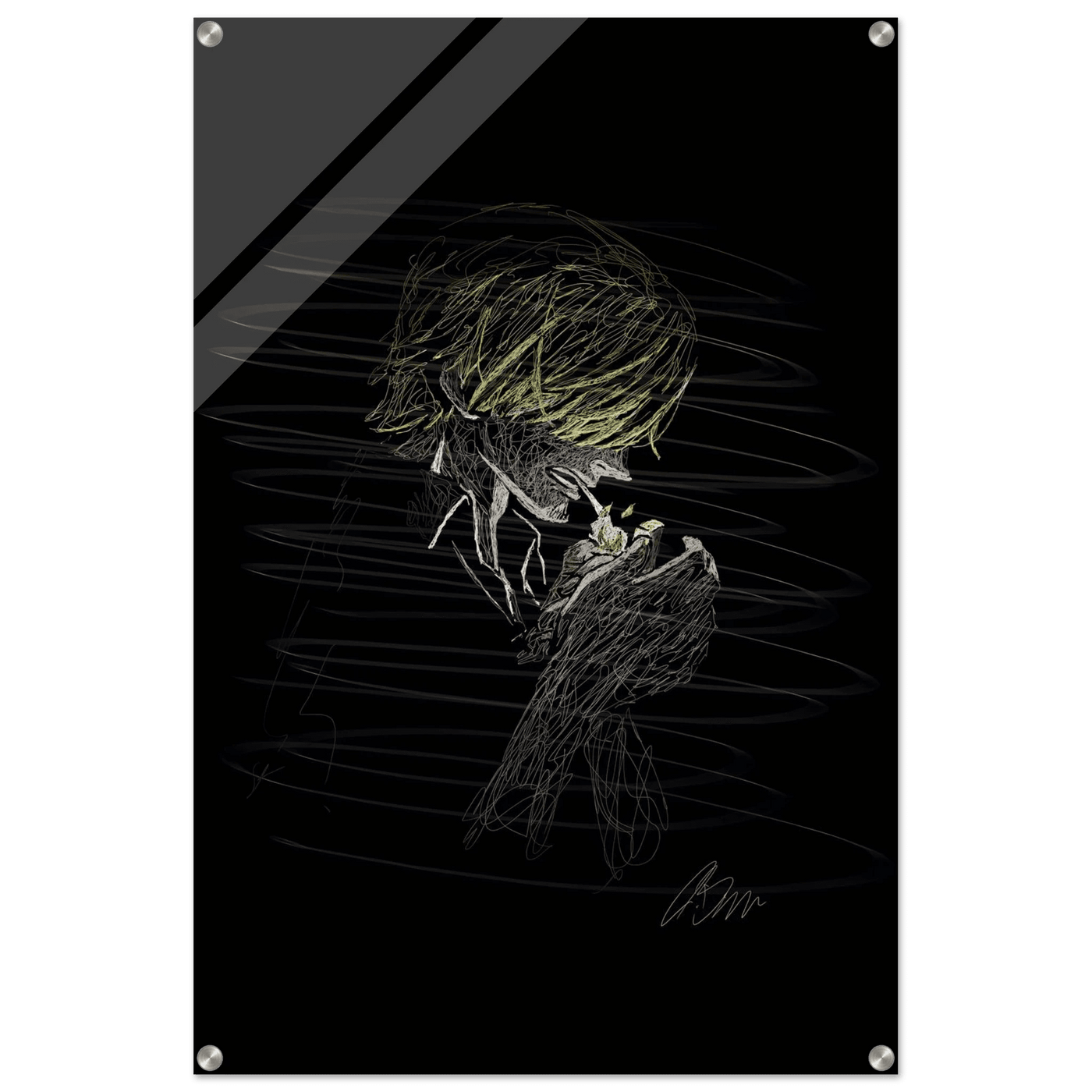 Manga Anime Wall Decor - Scribble Art Acrylic Print for Abstract Luminous Modern Home Aesthetics - Vibrantwalls