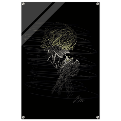 Manga Anime Wall Decor - Scribble Art Acrylic Print for Abstract Luminous Modern Home Aesthetics - Vibrantwalls