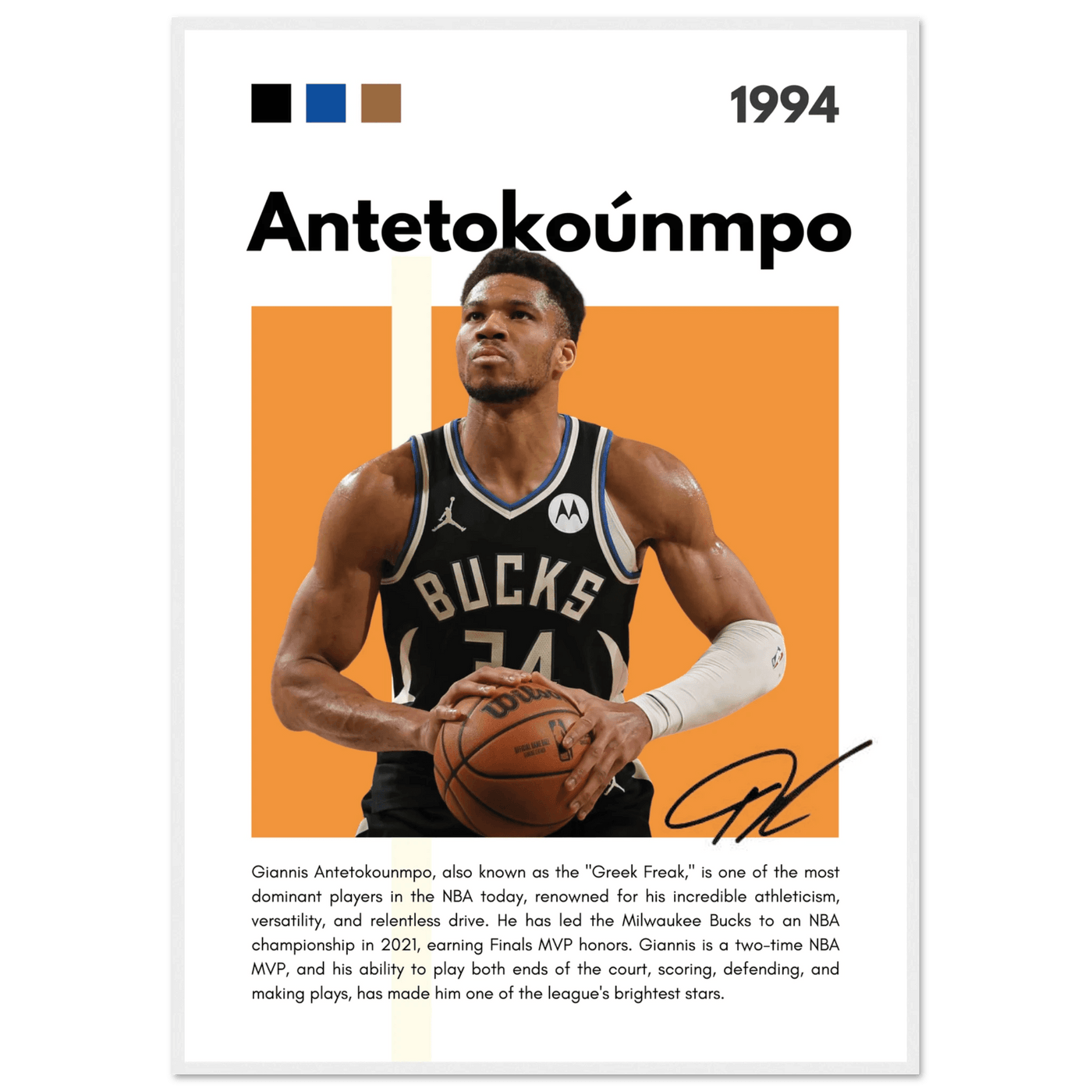 Giannis Antetokounmpo Greek Freak Bucks Poster - Vibrantwalls