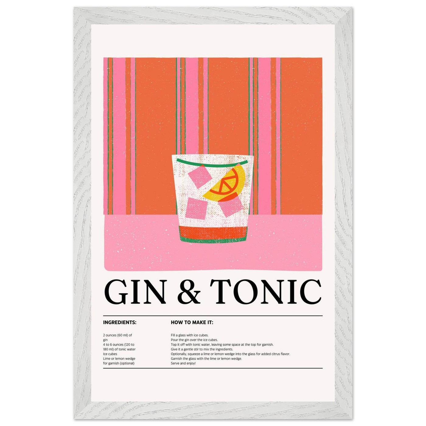Gin Tonic Cocktail Recipe Minimalist Design Print - Vibrantwalls