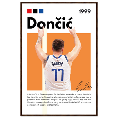 Luka Dončić El Matador Mavericks Framed Poster 60x90 cm 24x36″ Dark wood frame Vibrantwalls