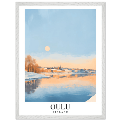 Oulu Finland Framed Poster – Serene Winter Sunset Wall Art with Wooden Frame - Vibrantwalls