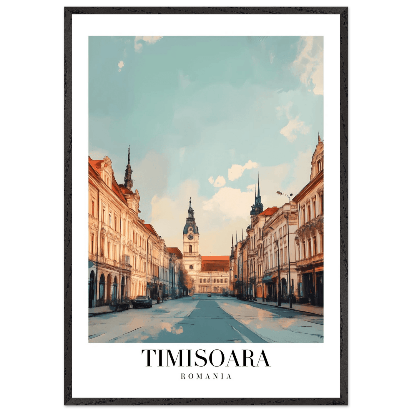 Timisoara Romania Framed Poster – Vintage Cityscape Wall Art with Wooden Frame - Vibrantwalls
