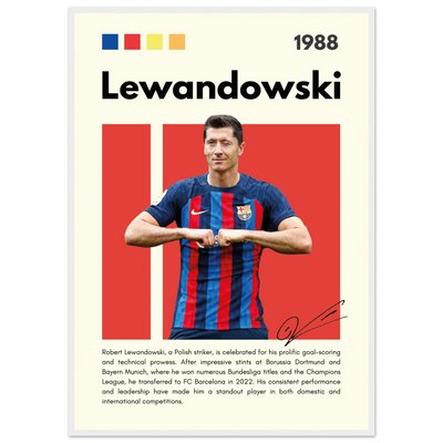 Robert Lewandowski FC Barcelona Framed Football Poster A1 (59.4 x 84.1 cm) White frame Vibrantwalls