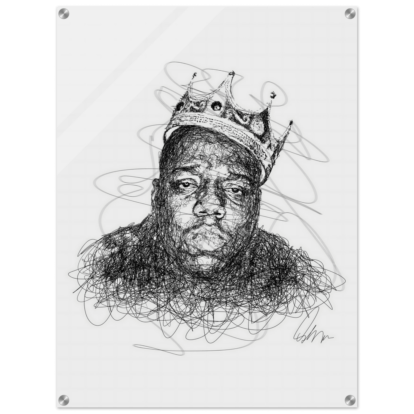Notorious B.I.G. Scribble Art Acrylic Print – Iconic, Modern, Durable Wall Decor for Any Space - Vibrantwalls