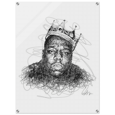 Notorious B.I.G. Scribble Art Acrylic Print – Iconic, Modern, Durable Wall Decor for Any Space - Vibrantwalls