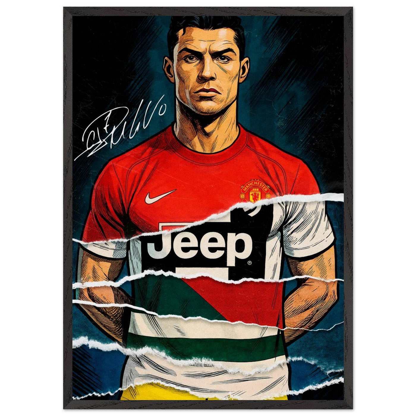 Cristiano Ronaldo Pop Art Mounted Framed Poster – Iconic, Ready to Hang, Eco-Friendly - Vibrantwalls