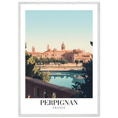 Perpignan France Framed Poster – Vintage Cityscape Wall Art with Wooden Frame - Vibrantwalls