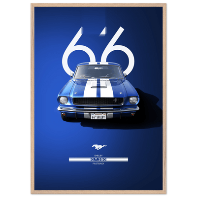 1966 Shelby GT.350 Fastback Framed Poster - Iconic Blue & White Design | Ready-to-Hang Wall Art - Vibrantwalls