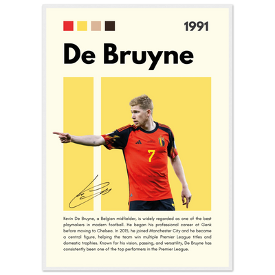 Kevin De Bruyne Football Legend Framed Poster – Vibrant Pop Art Print for Modern Fans A1 (59.4 x 84.1 cm) White frame Vibrantwalls