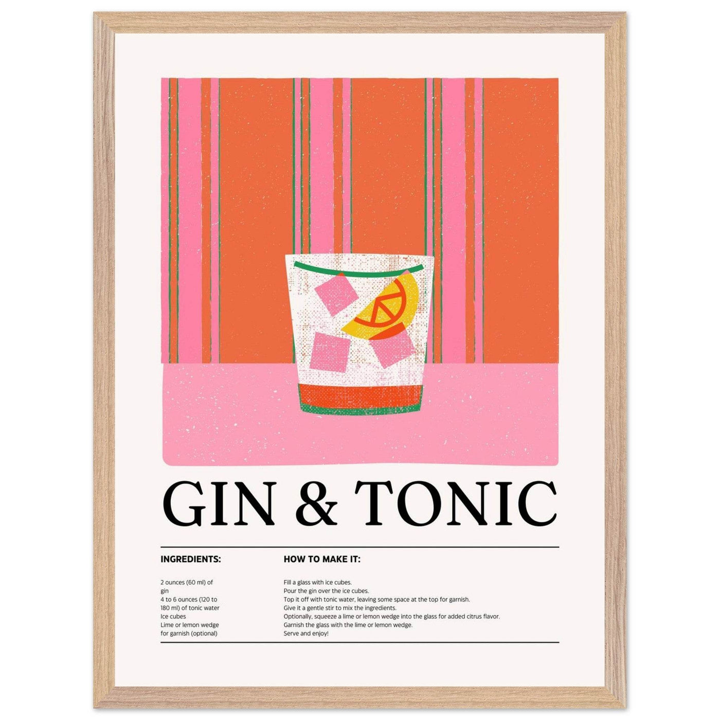 Gin Tonic Cocktail Recipe Minimalist Design Print - Vibrantwalls