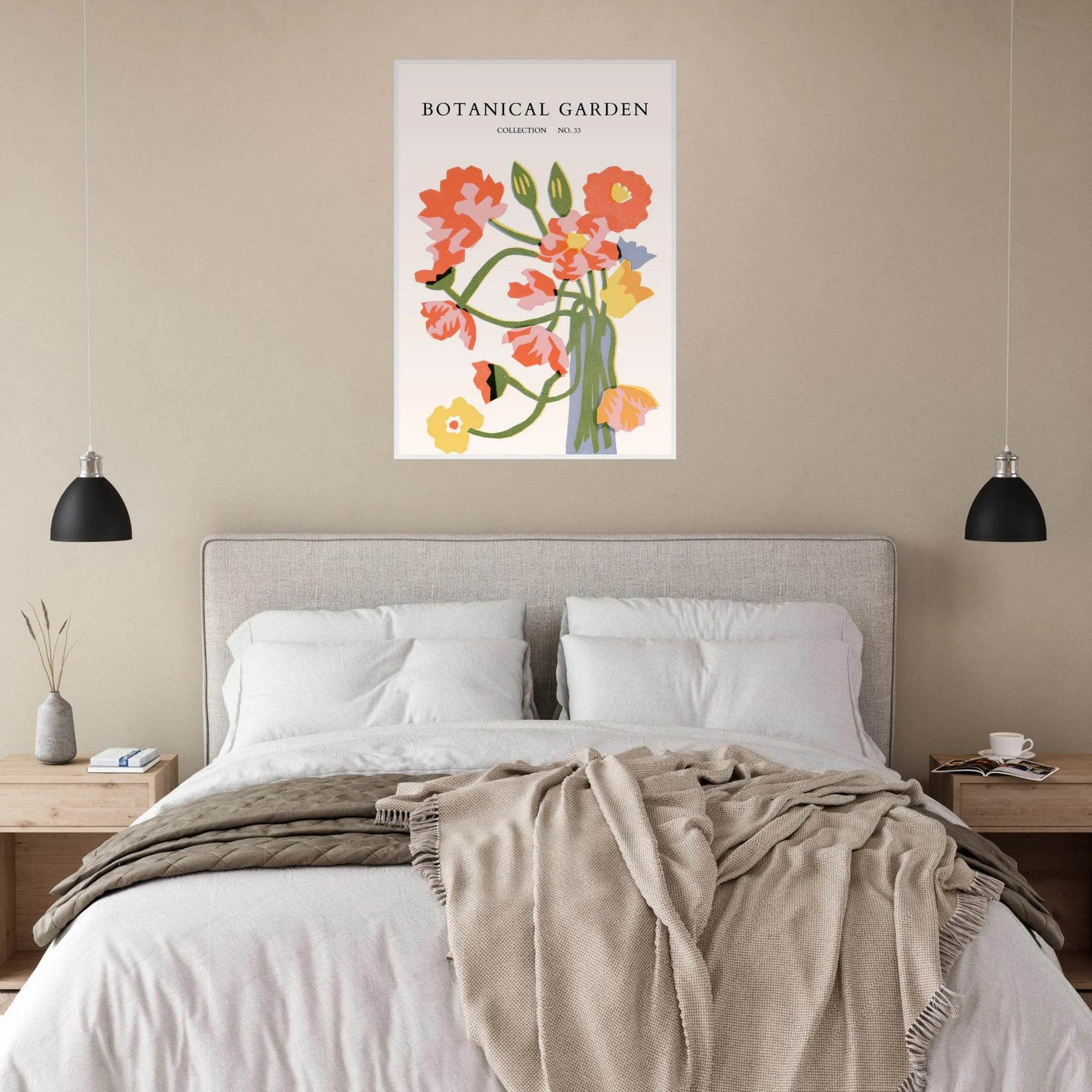 Botanical Garden Framed Poster - Abstract Floral Art Print | Warm Hues & Nature-Inspired Decor - Vibrantwalls