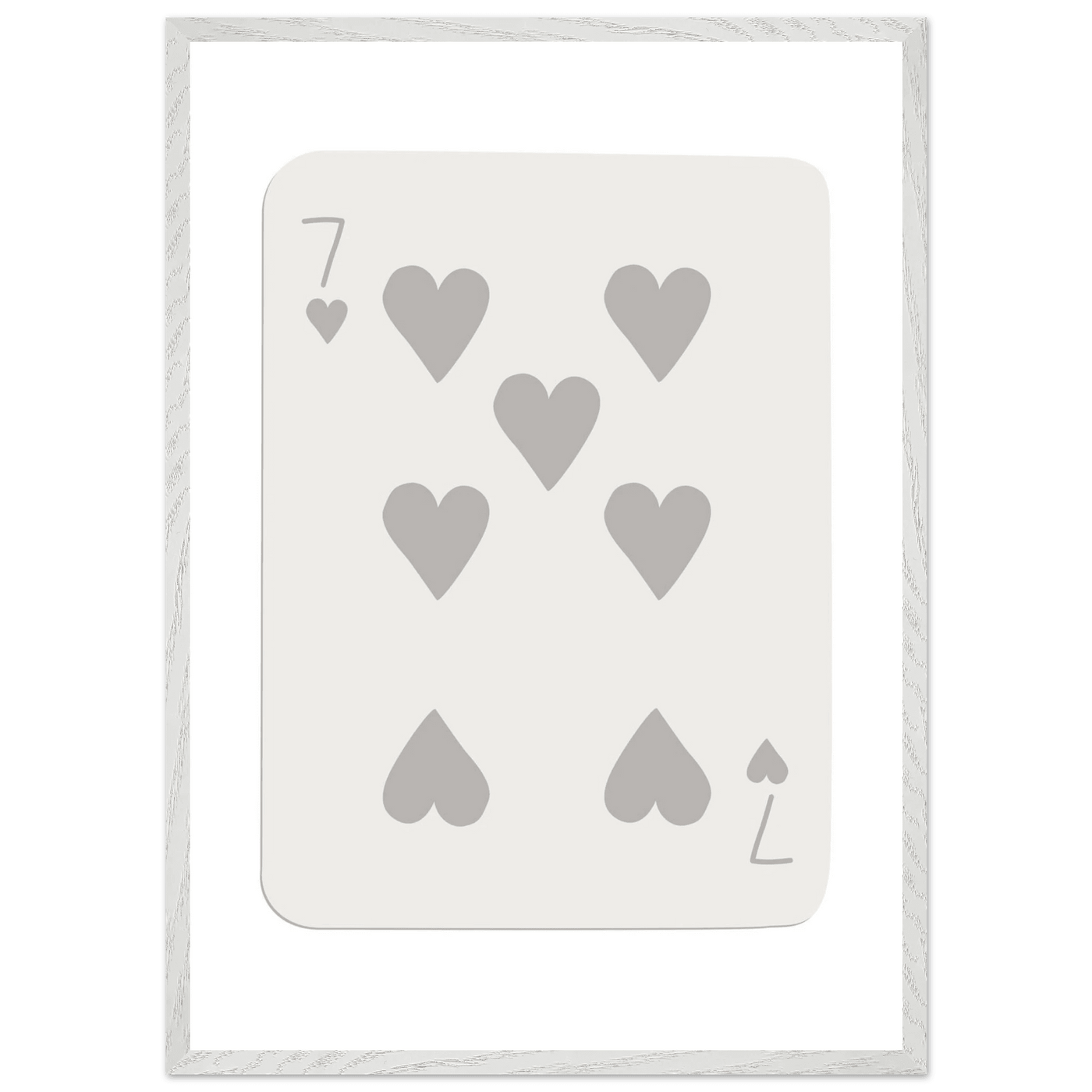Minimalist Poker Card Print - Seven of Hearts - Mounted Eco-Friendly Framed Art, Custom Sizes & Finishes - Vibrantwalls