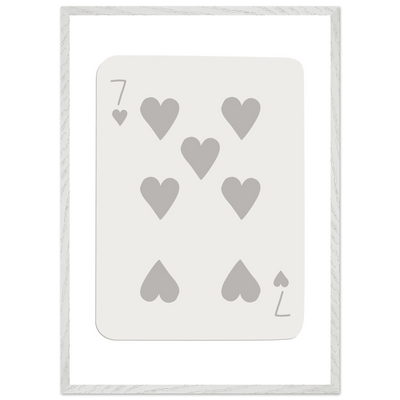 Minimalist Poker Card Print - Seven of Hearts - Mounted Eco-Friendly Framed Art, Custom Sizes & Finishes - Vibrantwalls