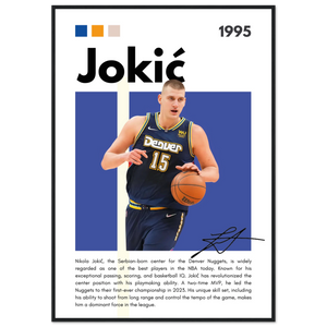 Nikola Jokic Joker Nuggets Minimalist Art Print 70x100 cm 28x40″ Black frame Vibrantwalls