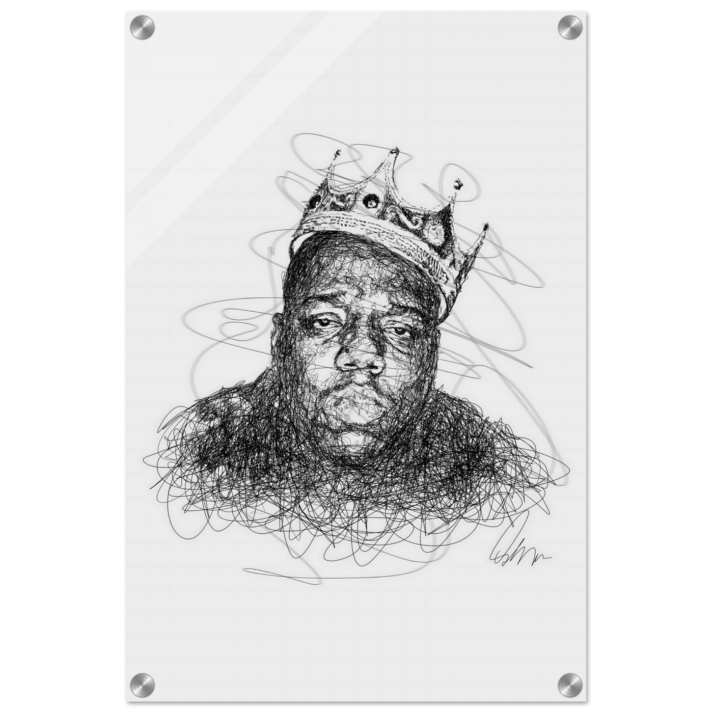Notorious B.I.G. Scribble Art Acrylic Print – Iconic, Modern, Durable Wall Decor for Any Space - Vibrantwalls