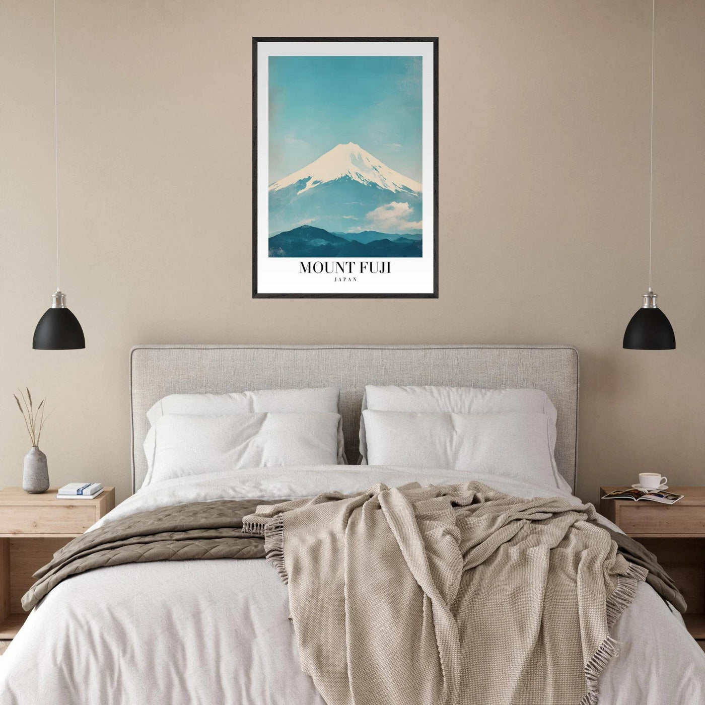 Mount Fuji Japan Framed Poster – Serene Vintage Travel Wall Art with Wooden Frame - Vibrantwalls