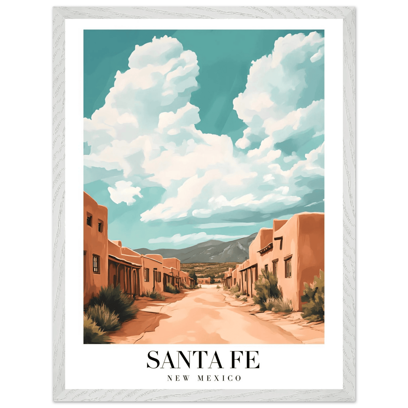 Santa Fe New Mexico Framed Poster – Vintage Southwest Wall Art with Wooden Frame - Vibrantwalls