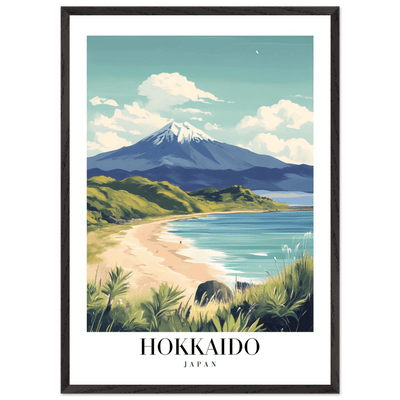 Hokkaido Japan Framed Poster – Vintage Mount Yotei Travel Wall Art with Wooden Frame - Vibrantwalls