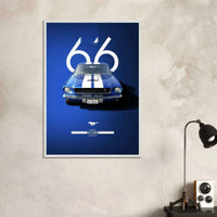 1966 Shelby GT350 Blue White Fastback Mustang Muscle Car Wall Art - Vibrantwalls