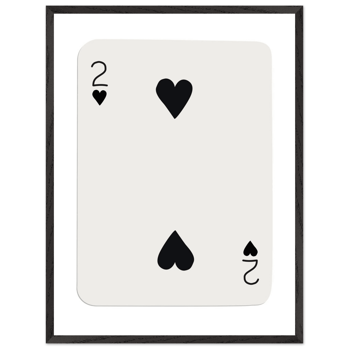 Minimalist Two of Hearts Poker Card Art Print - Framed Eco-Friendly Wooden Poster - Vibrantwalls