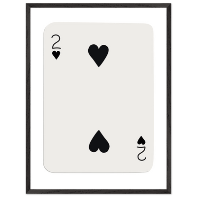 Minimalist Two of Hearts Poker Card Art Print - Framed Eco-Friendly Wooden Poster - Vibrantwalls