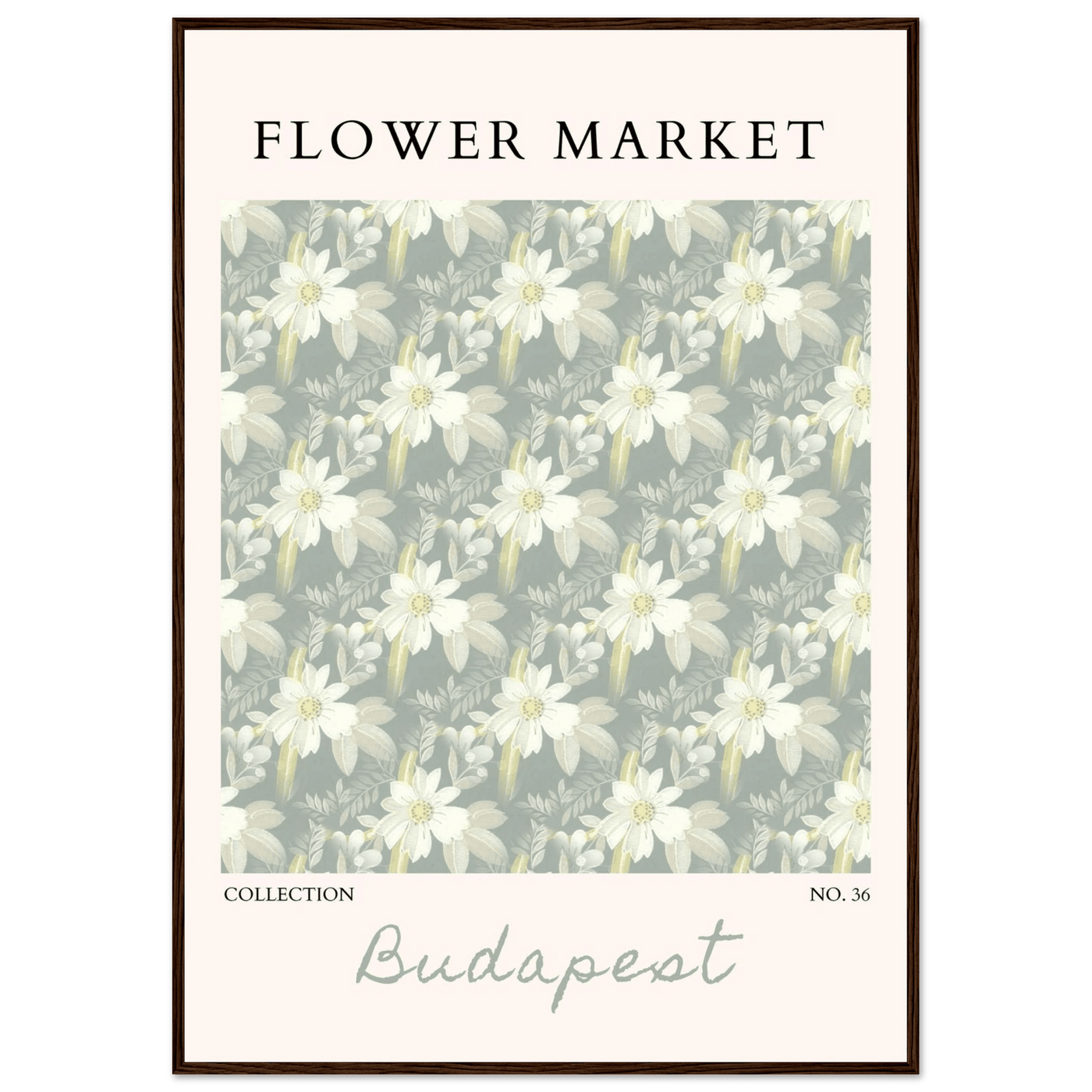 Budapest Flower Market Framed Poster – Elegant Botanical Art Print in Sage Green | Ready-to-Hang Wall Decor - Vibrantwalls