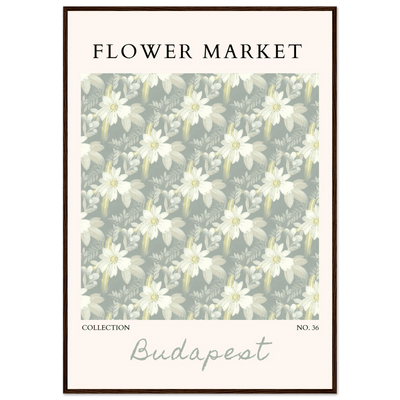Budapest Flower Market Framed Poster – Elegant Botanical Art Print in Sage Green | Ready-to-Hang Wall Decor - Vibrantwalls