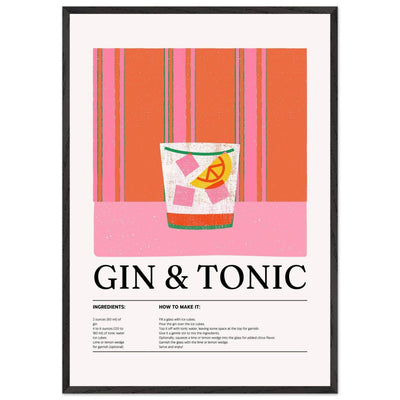Gin Tonic Cocktail Recipe Minimalist Design Print - Vibrantwalls