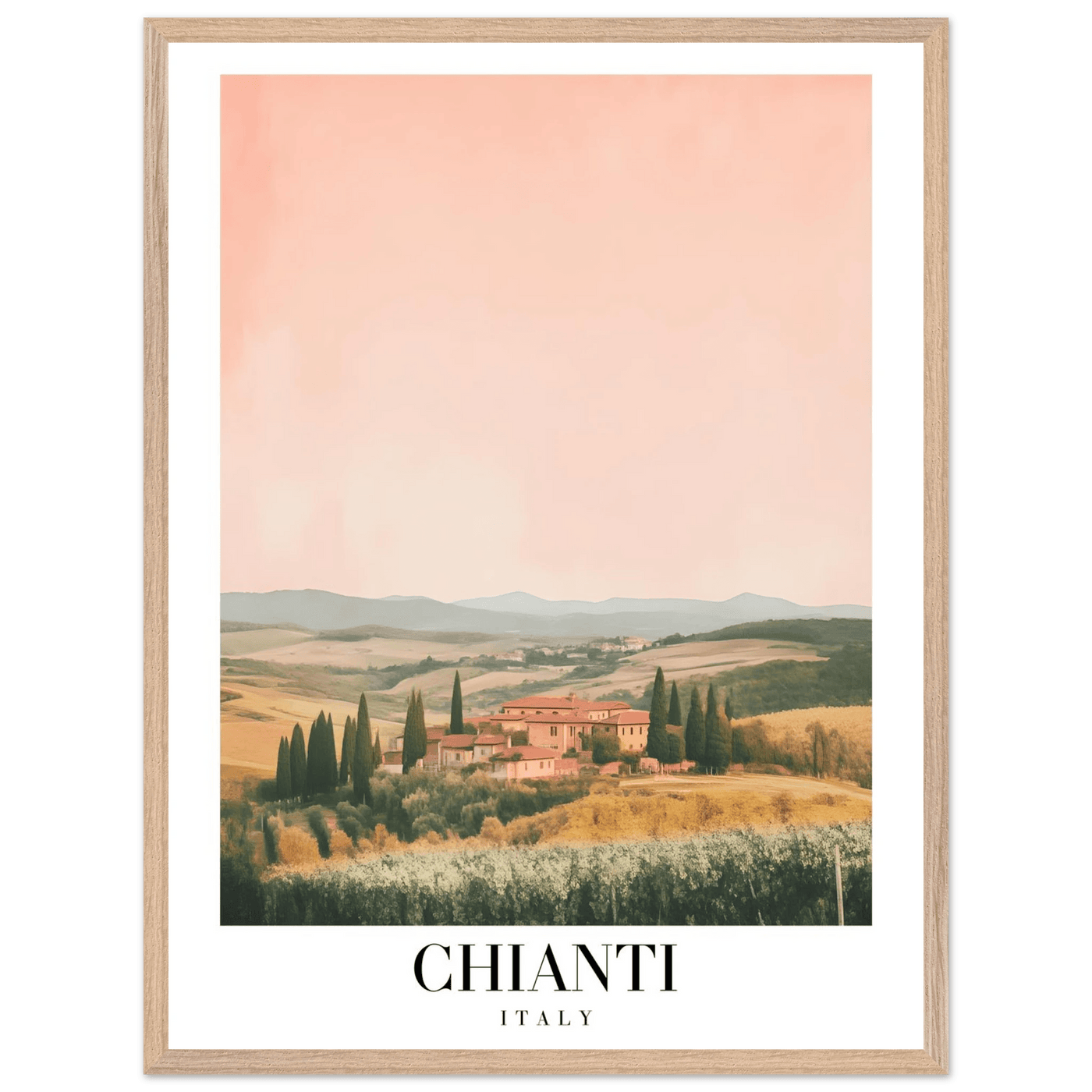 Chianti, Italy Framed Poster – Vintage Tuscan Countryside Wall Art with Customizable Wooden Frame - Vibrantwalls