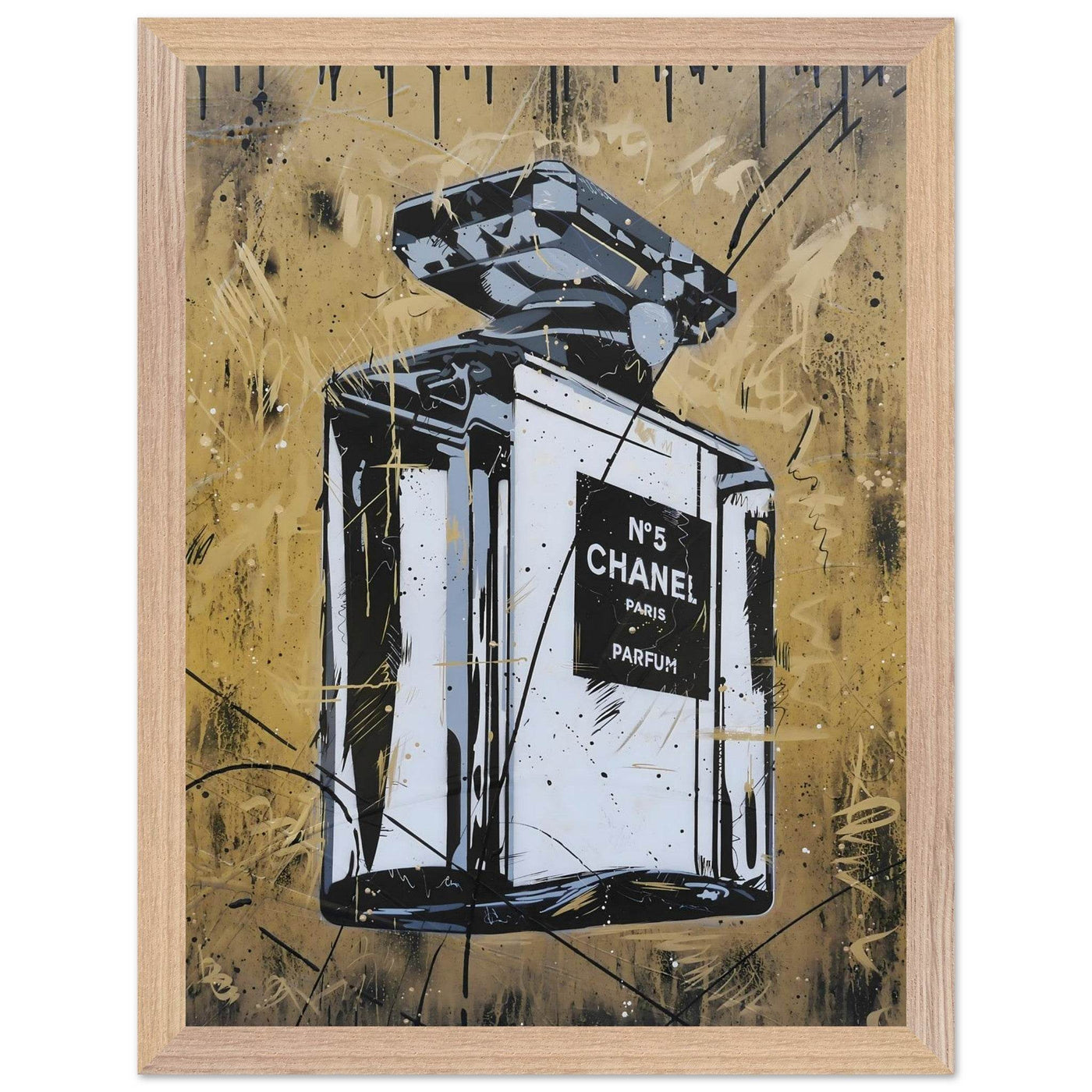 Abstract Chanel N°5 Art Print - Luxury Perfume Wall Art in Premium Mounted Frame - Vibrantwalls