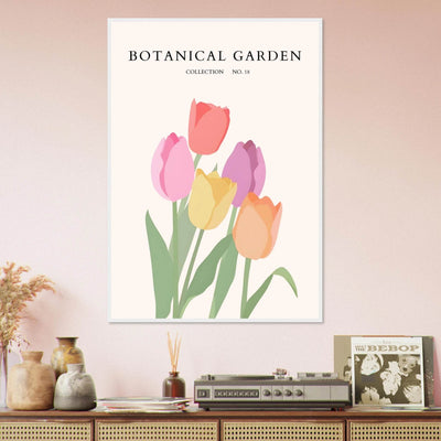 Botanical Garden Tulip Framed Poster – Pastel Bloom Art Print | Ready-to-Hang Floral Decor - Vibrantwalls
