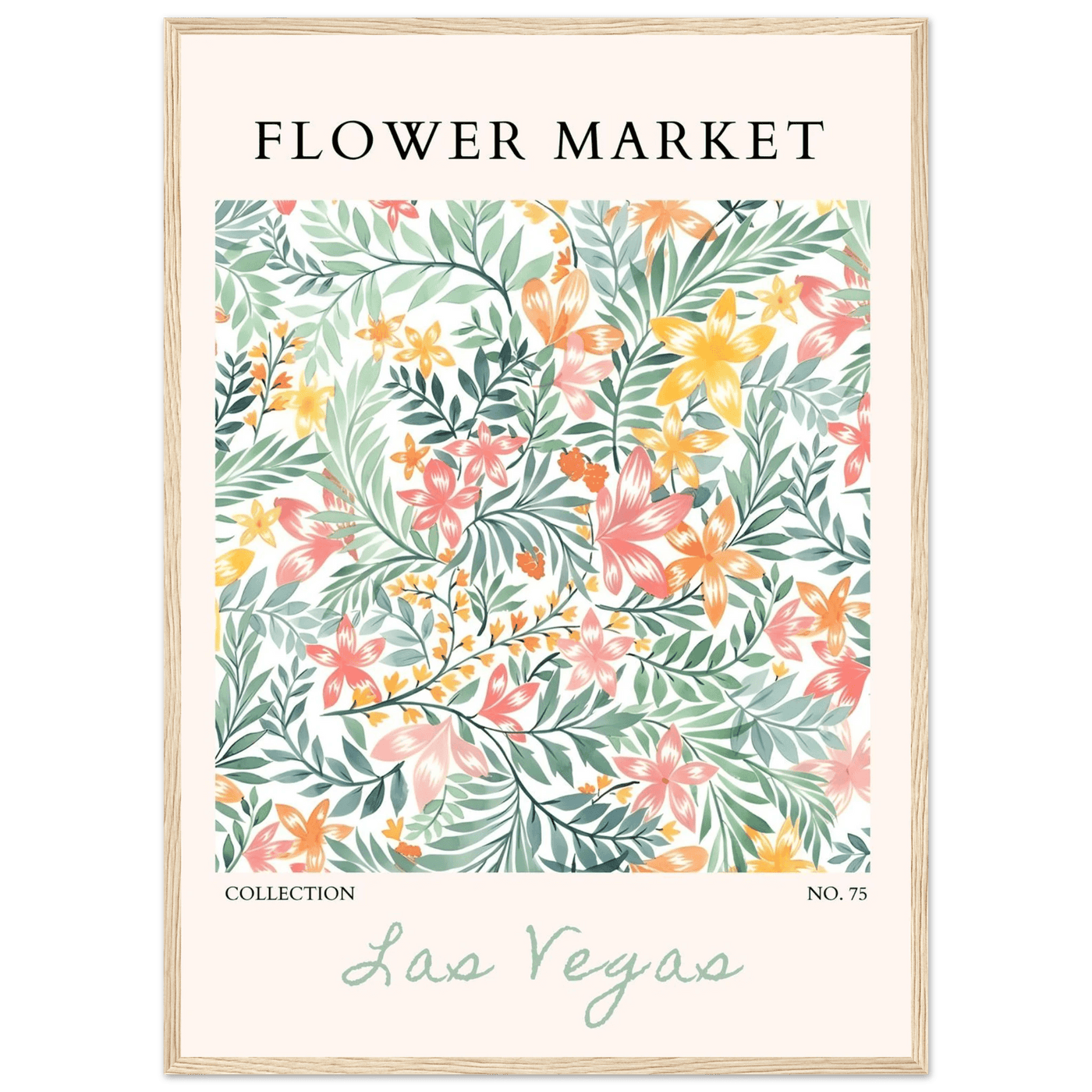 Flower Market Collection Framed Poster – Las Vegas Botanical Bliss Print | Ready-to-Hang Floral Art - Vibrantwalls