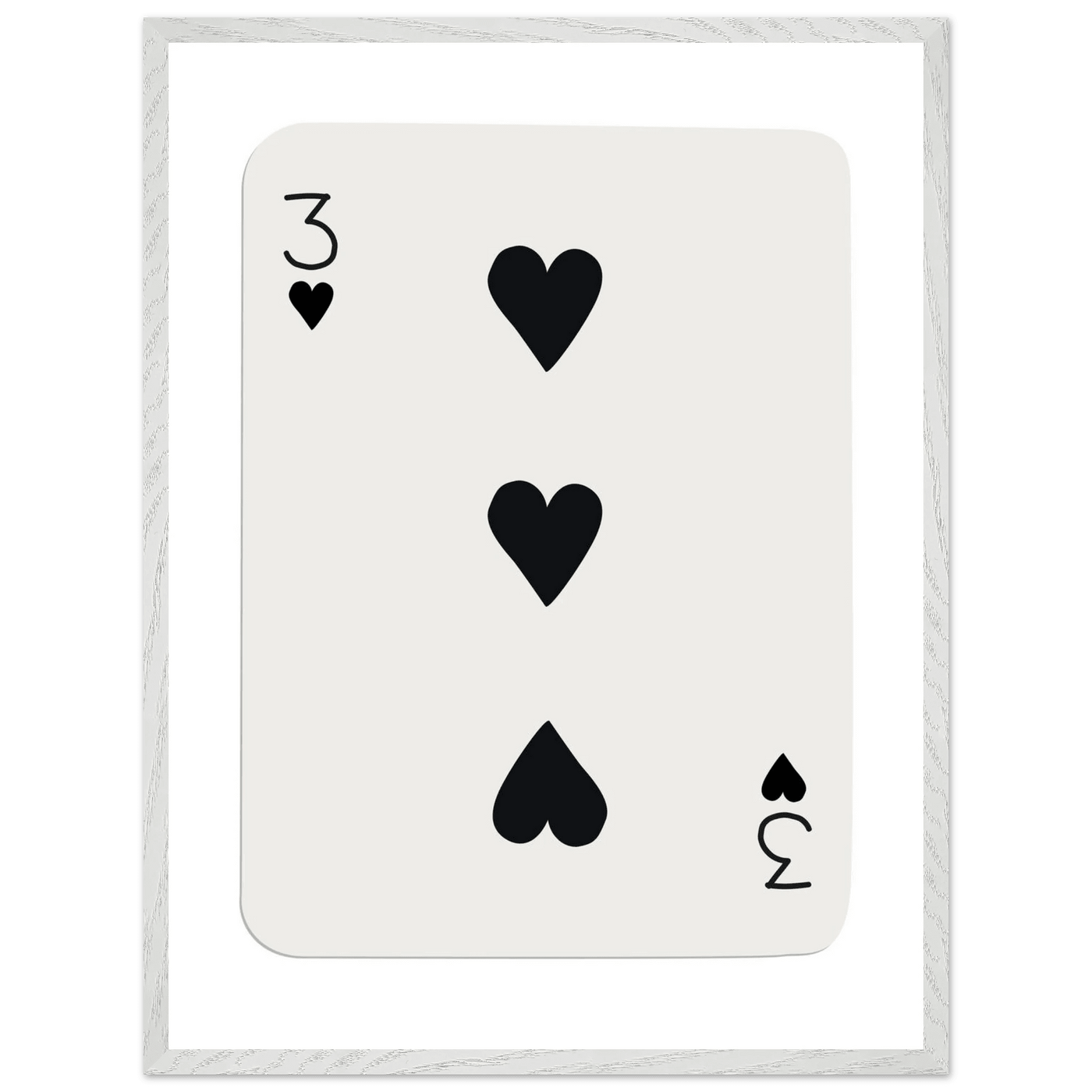 Three of Hearts Poker Card Print - Eco-Friendly Framed Poster Art, Available in Multiple Sizes & Frame Finishes - Vibrantwalls
