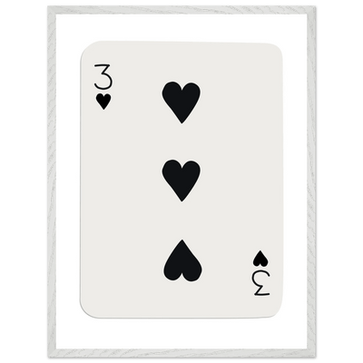 Three of Hearts Poker Card Print - Eco-Friendly Framed Poster Art, Available in Multiple Sizes & Frame Finishes - Vibrantwalls