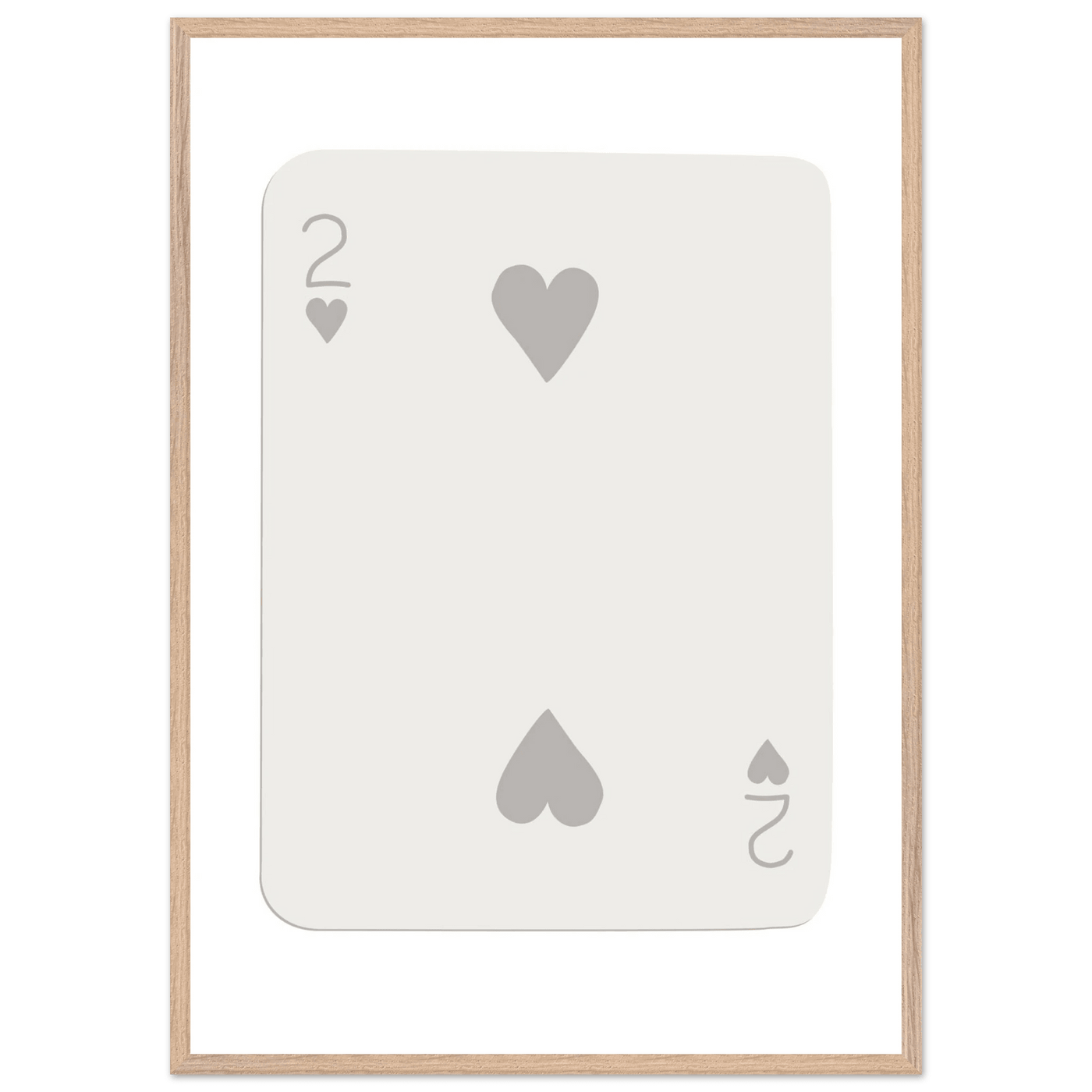 Minimalist Two of Hearts Poker Card Print - Mounted Framed Eco-Friendly Art for Modern Decor - Vibrantwalls