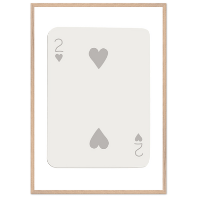 Minimalist Two of Hearts Poker Card Print - Mounted Framed Eco-Friendly Art for Modern Decor - Vibrantwalls
