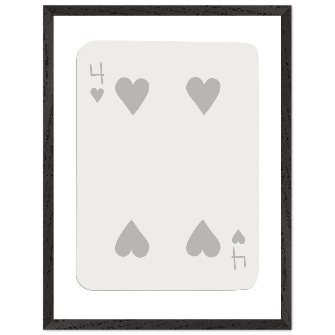 Four of Hearts Poker Card Print - Minimalist Mounted Framed Poster Art, Eco-Friendly Wood Frame - Vibrantwalls