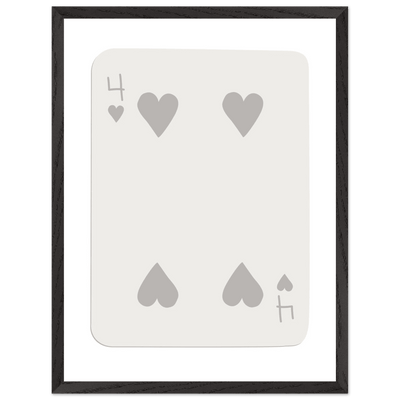 Four of Hearts Poker Card Print - Minimalist Mounted Framed Poster Art, Eco-Friendly Wood Frame - Vibrantwalls
