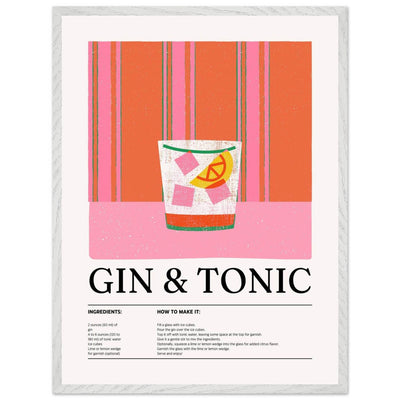 Gin Tonic Cocktail Recipe Minimalist Design Print - Vibrantwalls