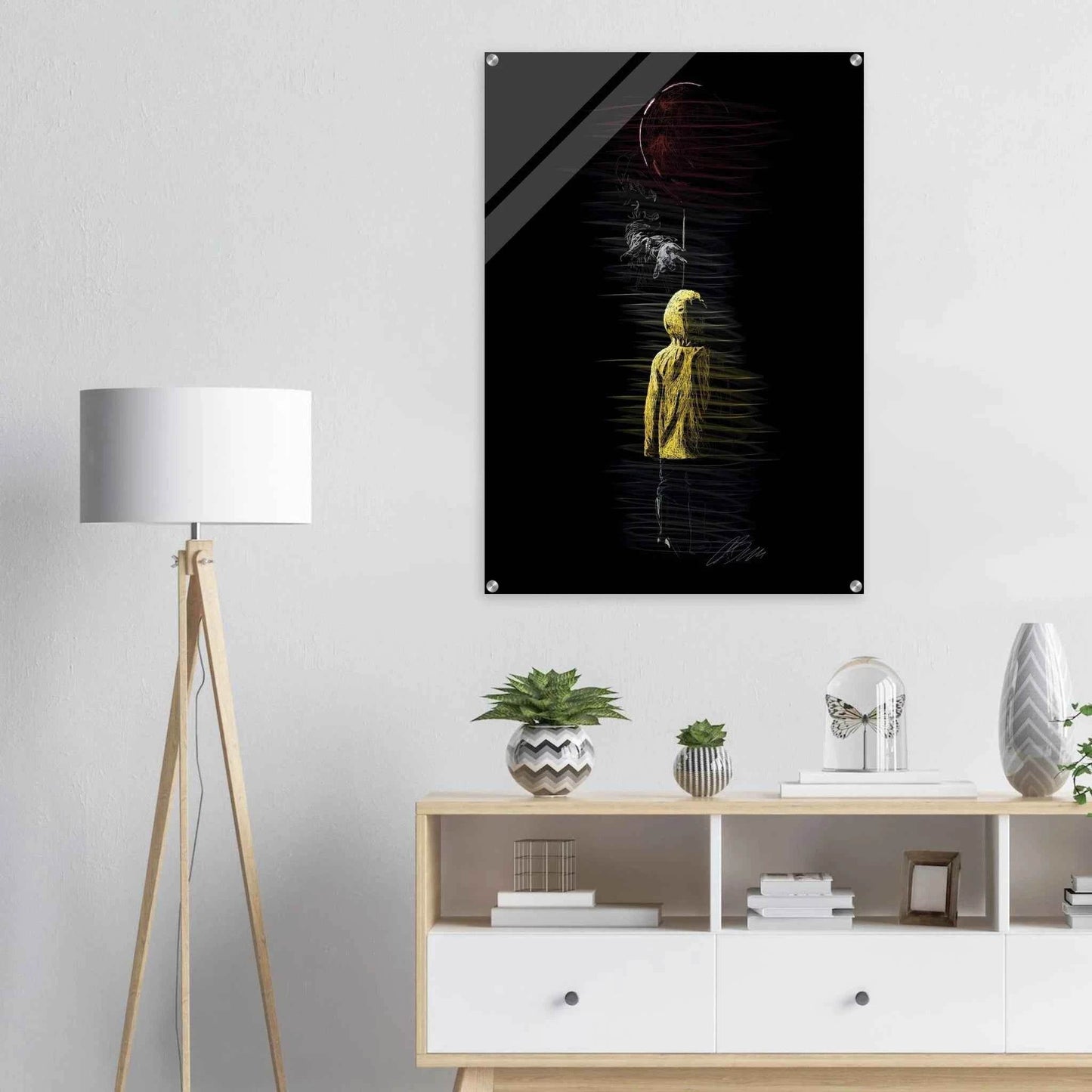 Abstract Figure Acrylic Print – Modern Black & Yellow Art, Vibrant & Durable Wall Decor - Vibrantwalls
