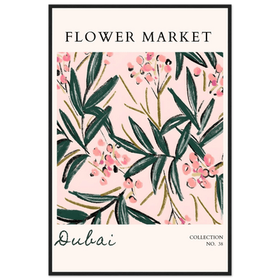 Dubai Flower Market Art Print – Blush Pink & Emerald Green Botanical Framed Poster | Ready-to-Hang - Vibrantwalls