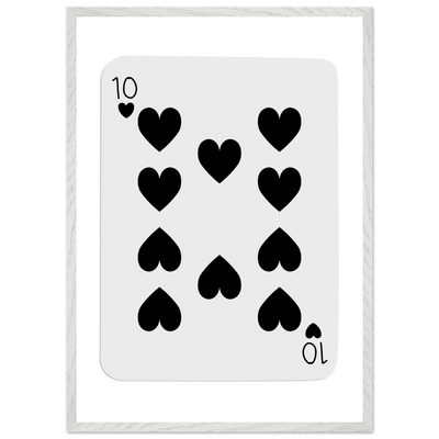 Minimalist Ten of Hearts Poker Card Print - Mounted Framed Eco-Friendly Wall Art for Game Rooms & Modern Decor - Vibrantwalls