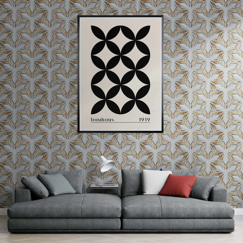 Bauhaus 1919 Black Beige Circles Wall Art - Vibrantwalls