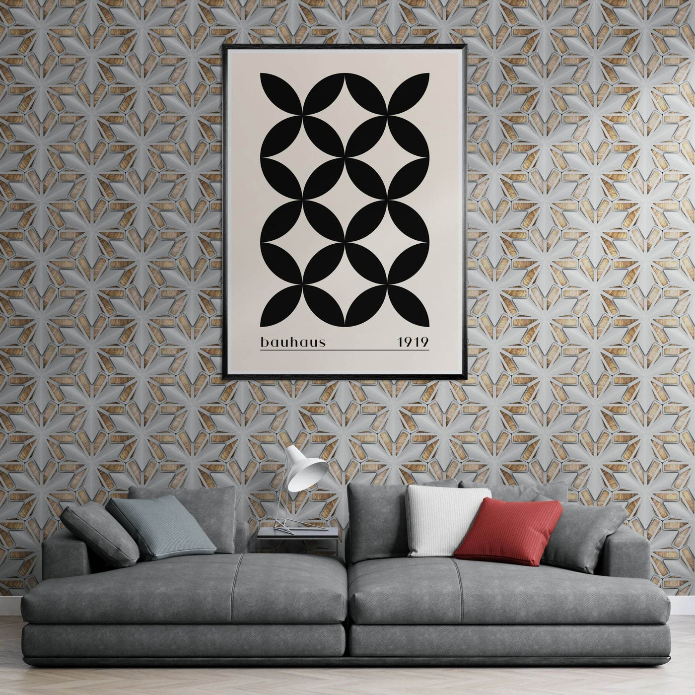 Bauhaus 1919 Black & Beige Circles - Vibrantwalls