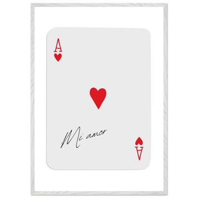 Mi Amor Ace of Hearts - Framed Poker Card Art Print, Eco-Friendly Wood Frame & Shatterproof Plexiglass - Vibrantwalls