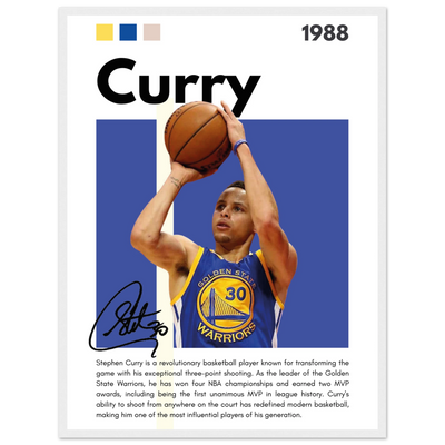 Stephen Curry Golden State Warriors Vintage Art 45x60 cm 18x24″ White frame Vibrantwalls