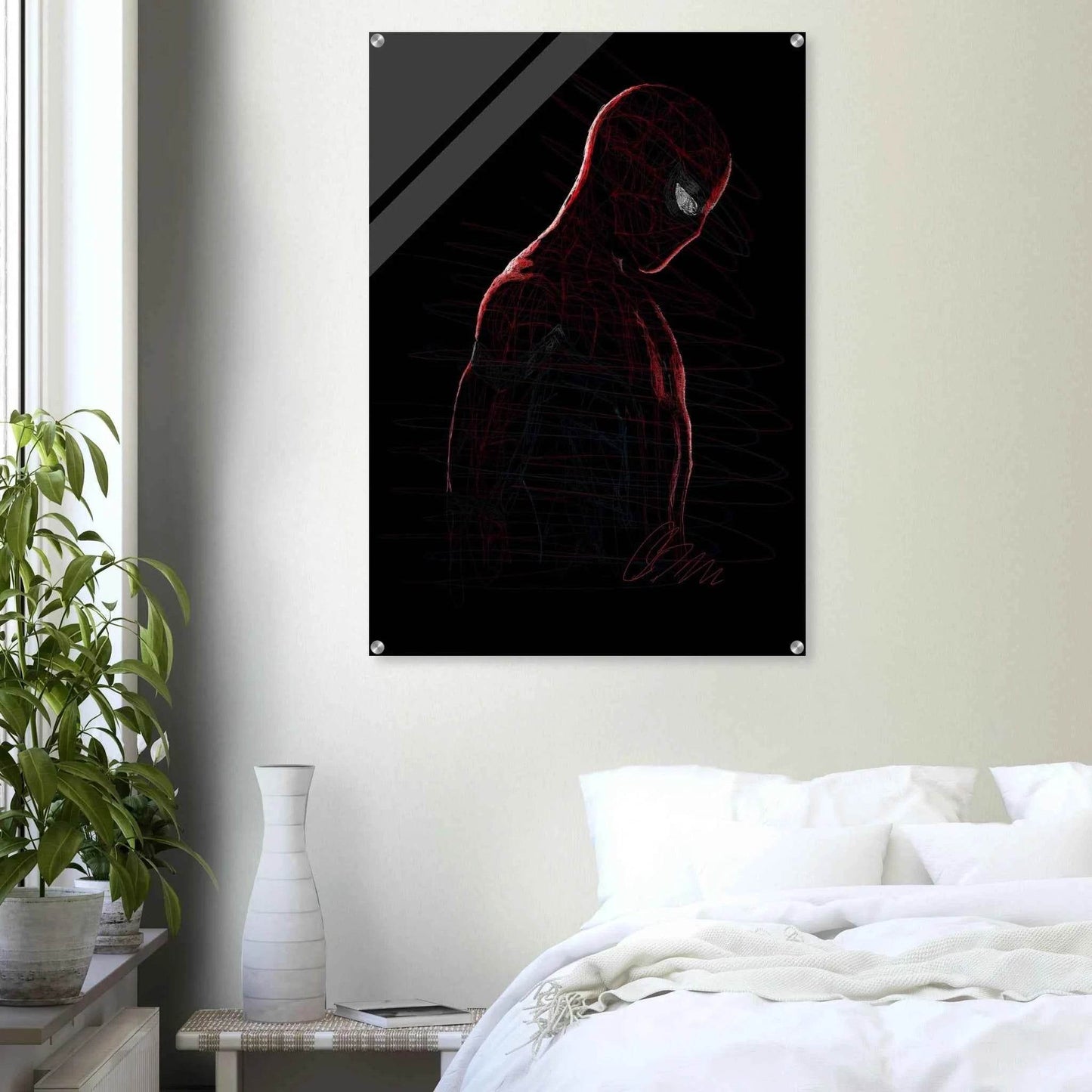 Abstract Spider-Man Acrylic Print – Dynamic, Modern, Scribble Art Wall Decor in Various Sizes - Vibrantwalls