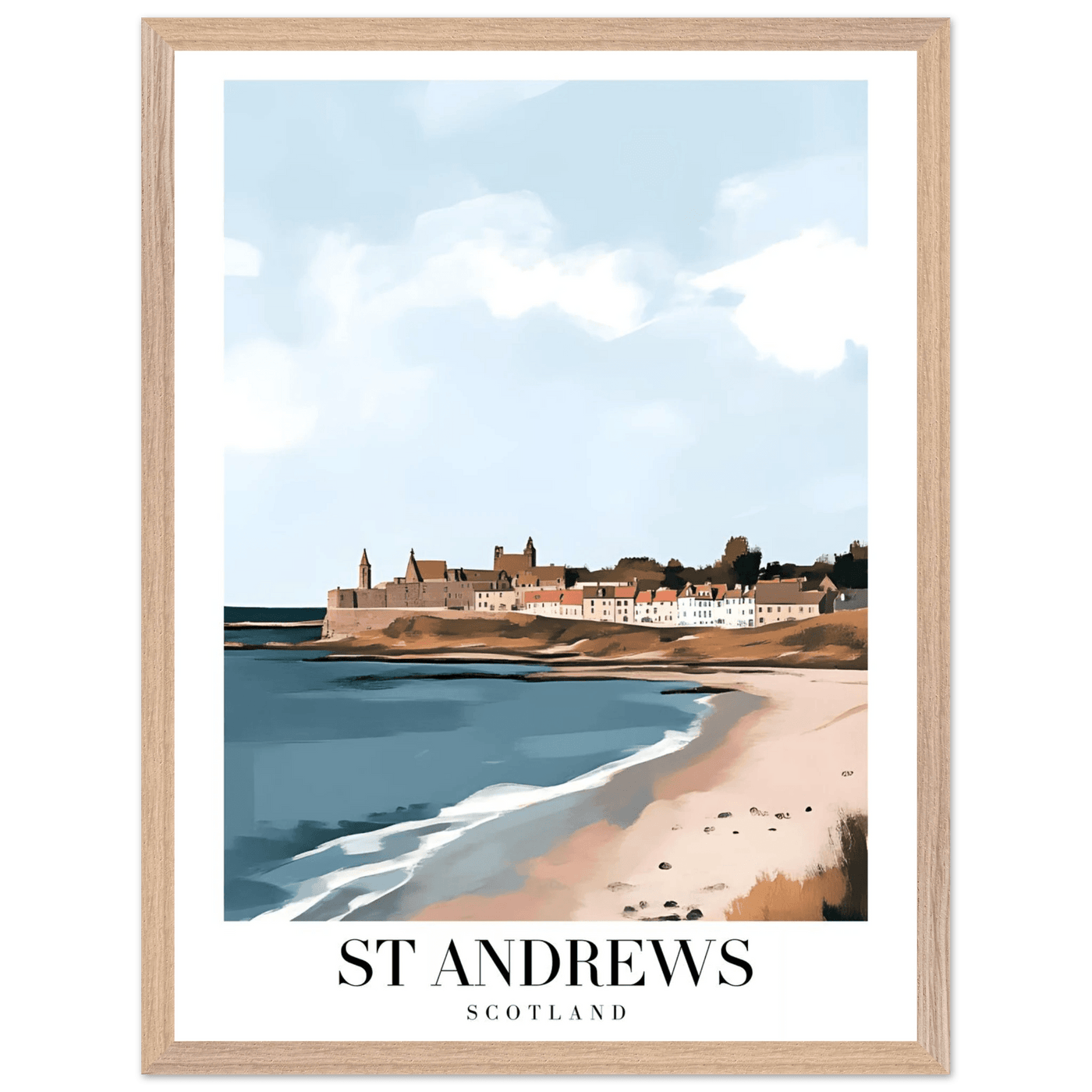 St Andrews Scotland Framed Poster – Coastal Town Wall Art with Wooden Frame - Vibrantwalls